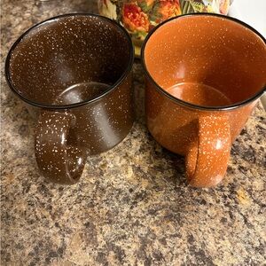 Mulberry Brown and Orange Speckled Mugs